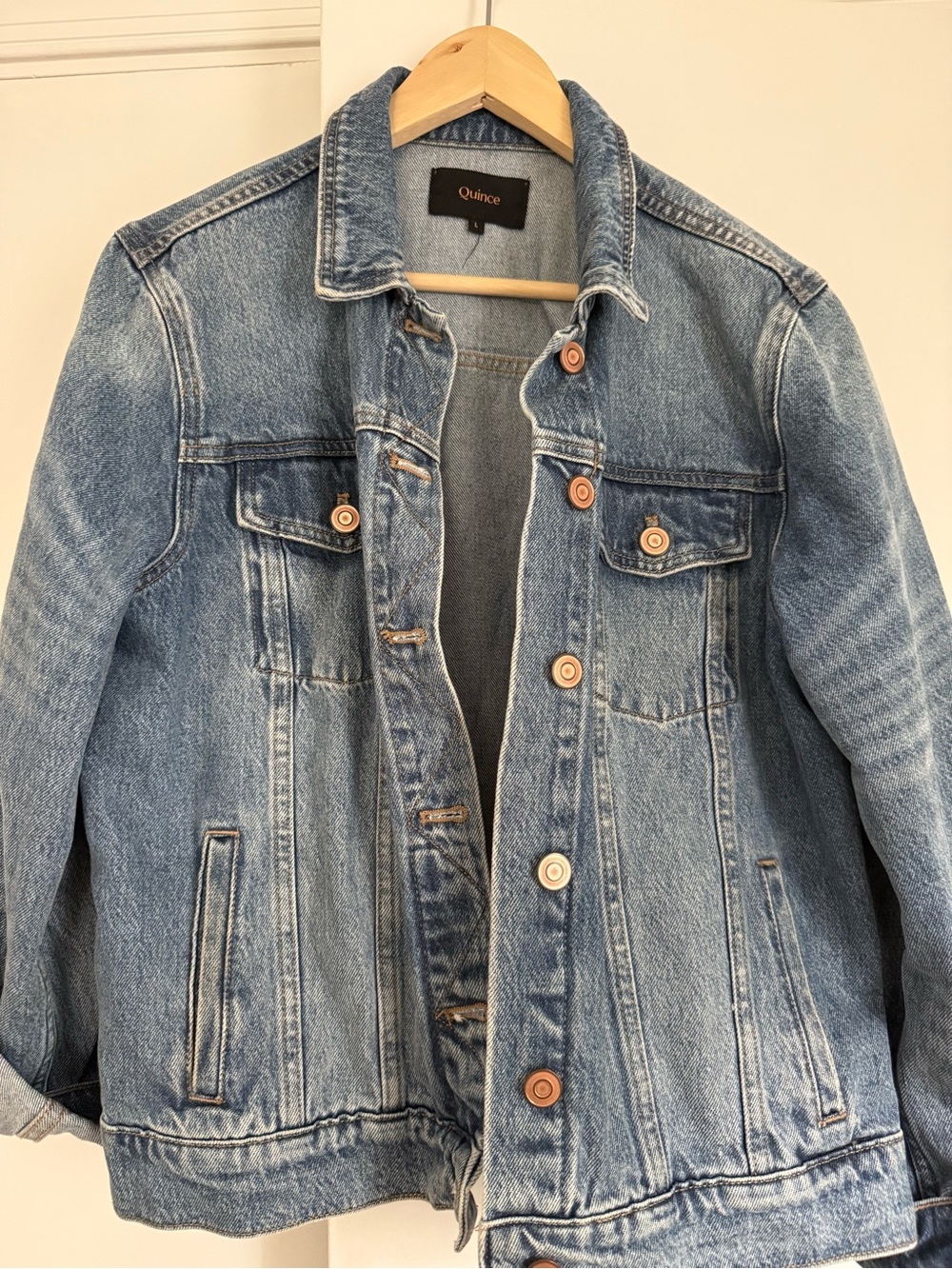 Quince Classic Blue Denim Jacket - Women - Picture 3 of 5